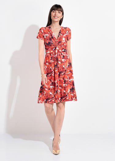 Robe courte graphique à manches courtes Orange
