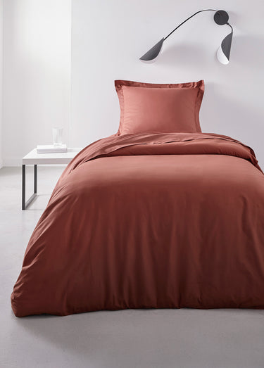 Drap plat coton uni Terracotta