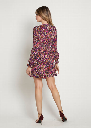 Robe courtes en voile imprimé arty Violet imprimé