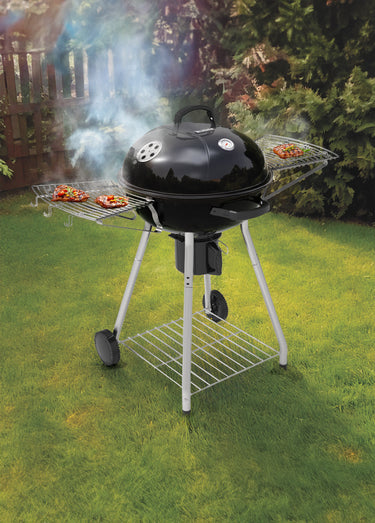 Barbecue 2 en 1 au charbon + couvercle Noir