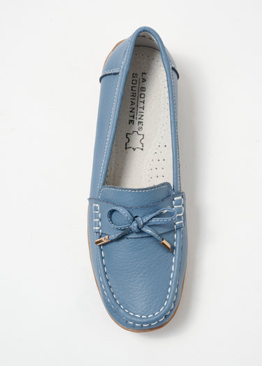 Mocassins confortables plats en cuir Bleu