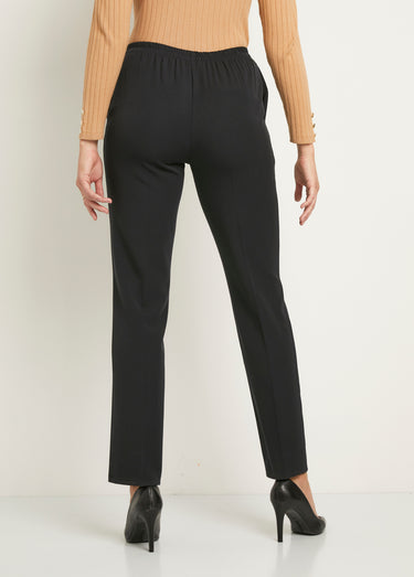 Pantalon droit taille semi élastiquée ventre plat Uni Marine