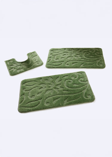 Tapis de bain motif ton sur ton antidérapant Vert