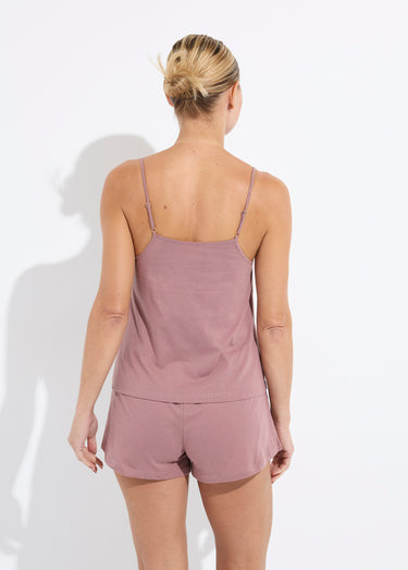 Ensemble caraco et short en coton Vieux Rose