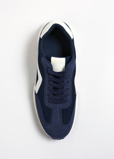 Baskets style jogger bicolore et bimatière Marine