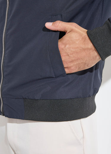 Veste aviateur zippée légère, col montant Marine