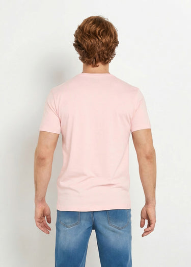 T-shirt col rond brodé manches courtes Rose Pale