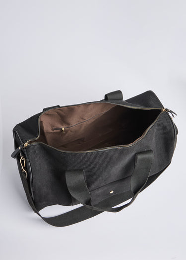 Sac forme polochon en velours cotelé Noir