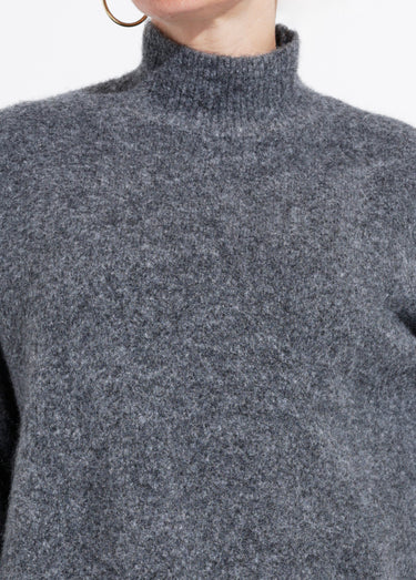 Pull col montant en maille duveteuse Gris Fonce