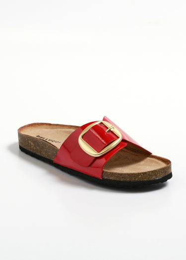 Mules anatomiques avec boucle métal Vernis Rouge