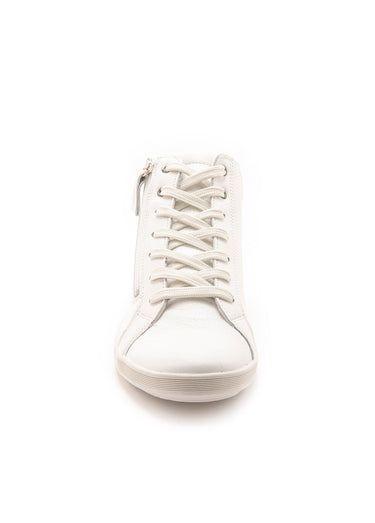 Baskets montantes en cuir, lacets et zip Blanc