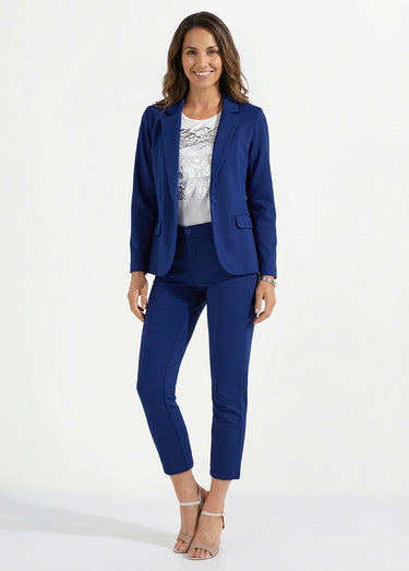 Veste droite boutonnée maille milano unie Bleu Marine