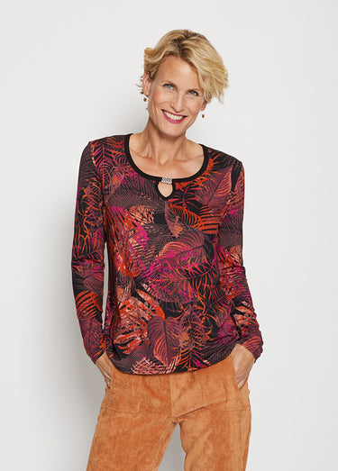 T-shirt imprimé encolure ronde bijou Imprime Violet