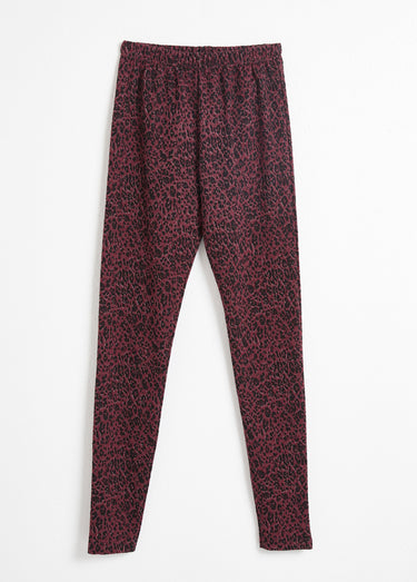 Legging imprimé léopard taille élastiquée Cassis/Noir