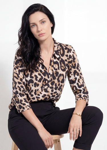 Chemisier fluide léopard et col tailleur Leopard