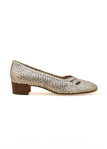 Escarpins cuir tressé largeur confort Dore