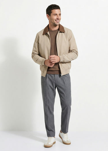 Veste casual zippée en toile coton Camel