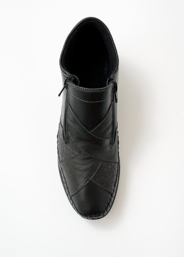 Boots largeur confort zippés cuir Noir