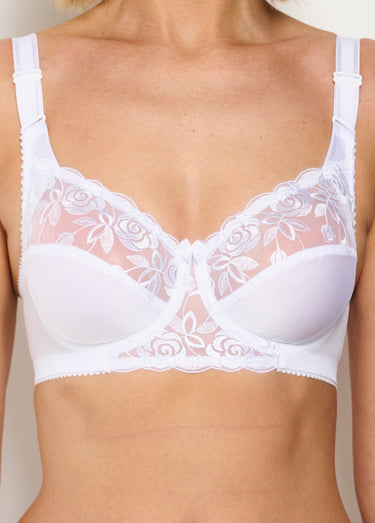 Soutien-gorge avec armatures tulle brodé Blanc