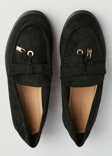 Mocassins style loafers aspect daim Noir