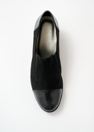 Mocassins compensés largeur confort élastiqués Noir
