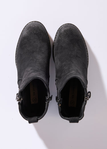 Boots zippées à talon, bout effet used Noir