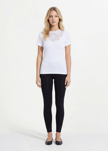 Maillot de corps manches courtes dentelle Blanc