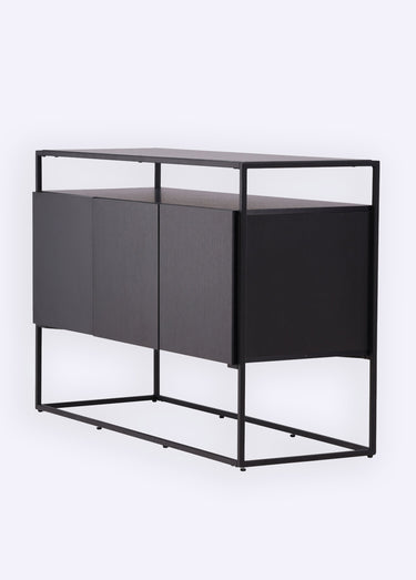 Buffet design acier et peuplier foncé Noir