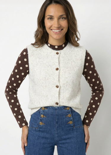 Gilet sans manches avec laine et alpaga Beige