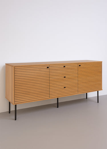 Buffet chêne et métal 3 tiroirs 2 portes Chêne