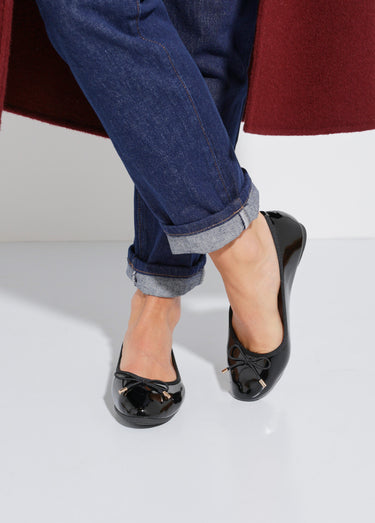 Ballerines plates vernies petit nœud Vernis Noir
