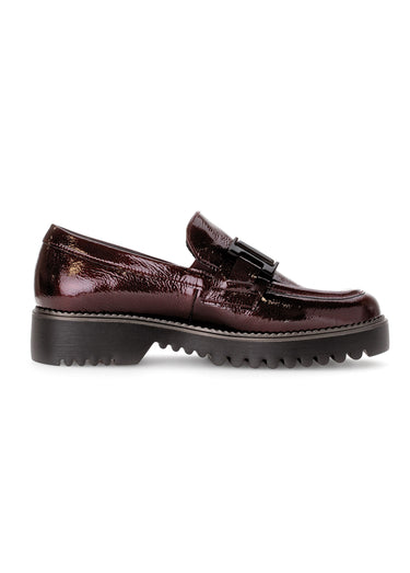 Mocassins cuir semelle crantée Vernis Bordeaux