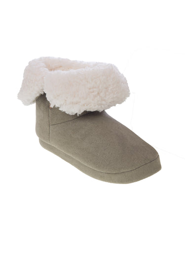 Chaussons chauds  en suédine fourrés Kaki