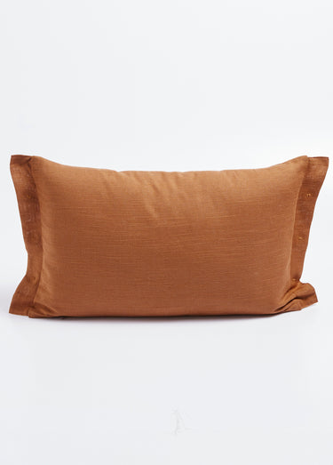 Coussin coton/lin avec boutons fantaisie Marron