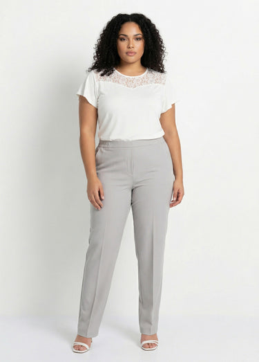 Pantalon droit taille semi-élastiquée Argent
