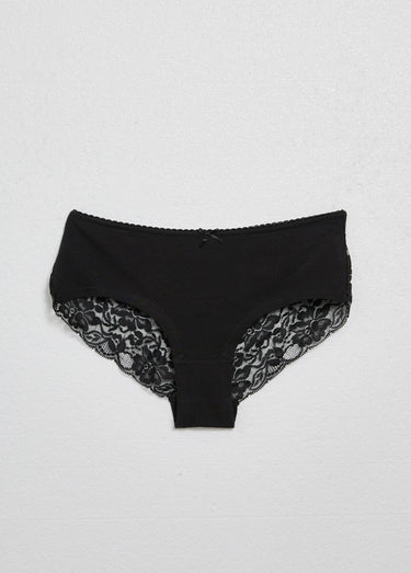 Shortys dos détail en dentelle coton Noir