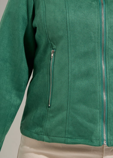 Veste courte suédine style perfecto Vert