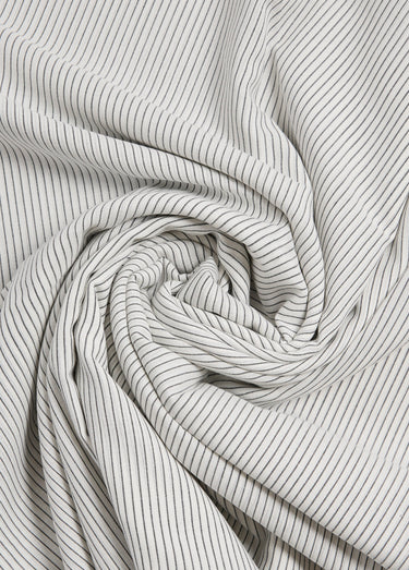 Coupon tissu coton léger à fines rayures Raye Blanc