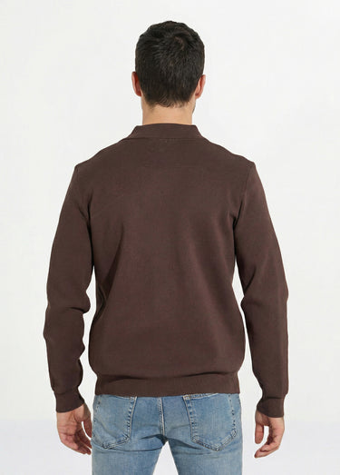 Gilet pressionné en maille jacquard Marron
