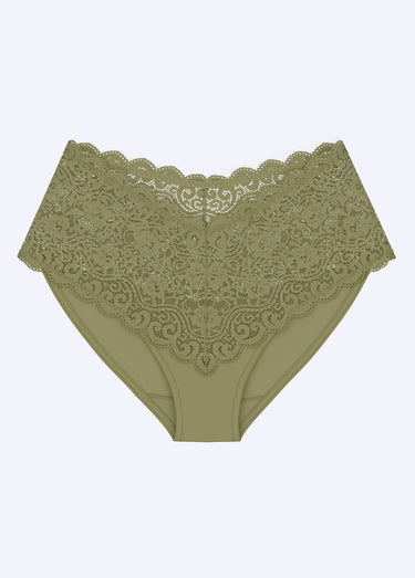 Culotte maxi dentelle extensible, Amourette Olive