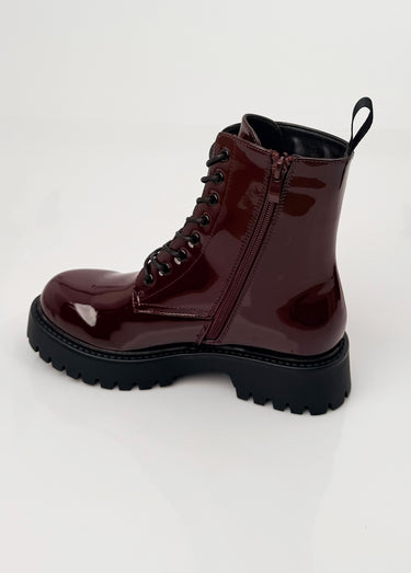 Bottines vernies style Combat boots Bordeaux