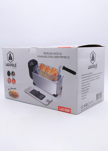 Friteuse 3L anti-adhésive inox Noir/Inox