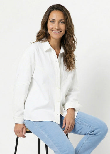 Veste surchemise en coton broderie anglaise Blanc