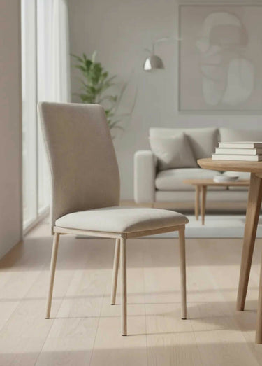Chaises assise tissu maille chenille Beige