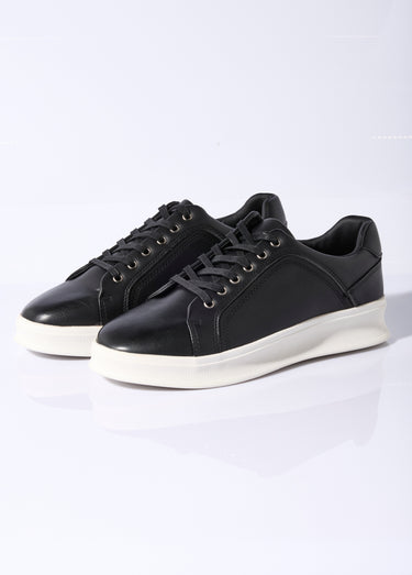 Baskets style épuré avec lacets cirés Noir