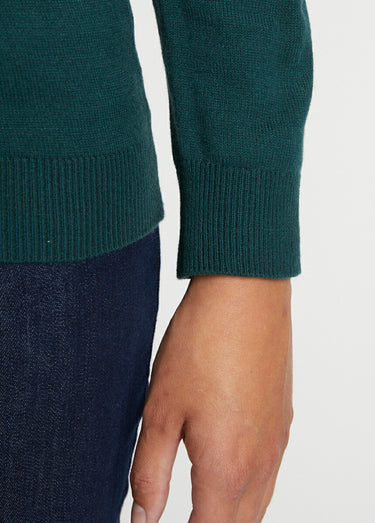 Pull col V strassé manches longues Vert Sapin