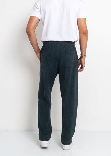 Pantalon en maille lien à la taille Bleu