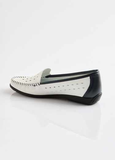 Mocassins souples largeur confort cuir Blanc