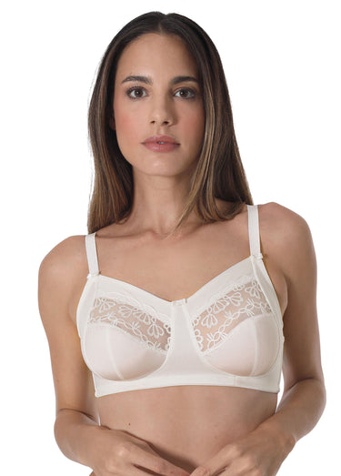 Soutien-gorge sans armatures tulle brodé Ivoire