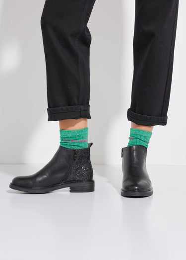 Boots Chelsea, détail paillettes talon Noir